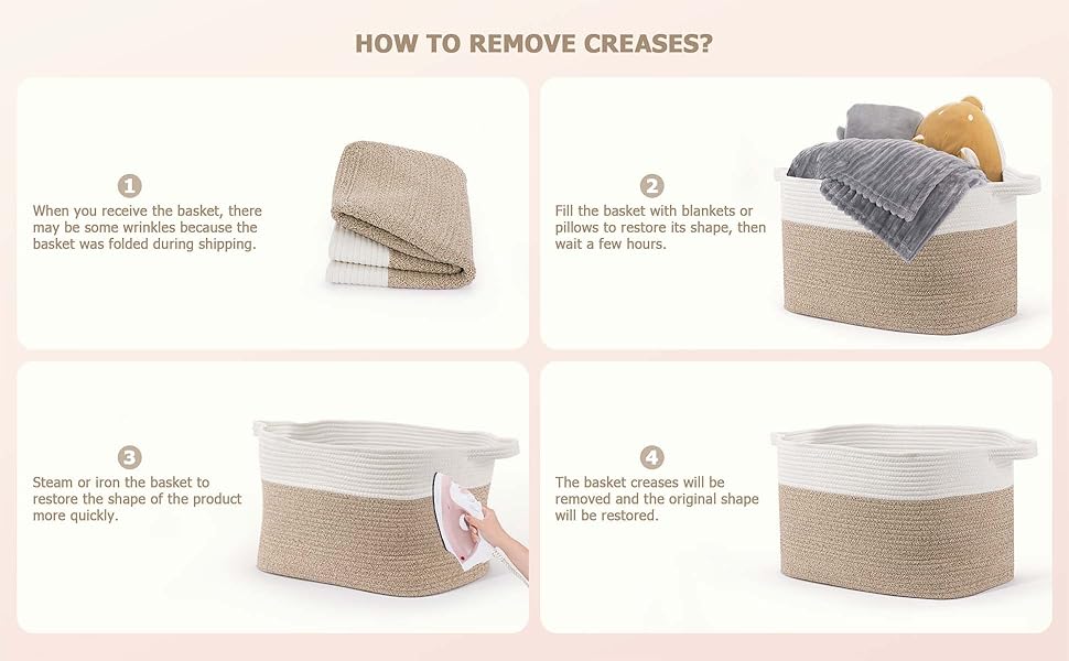 Large Cotton Rope Storage Basket – Foldable Laundry & Blanket Bin (55×38×30cm)