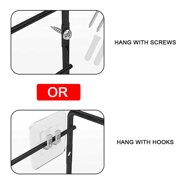 Metal Kitchen Hanging Racks 2-Pack — Wall-Mounted Single-Layer Spice Shelves
