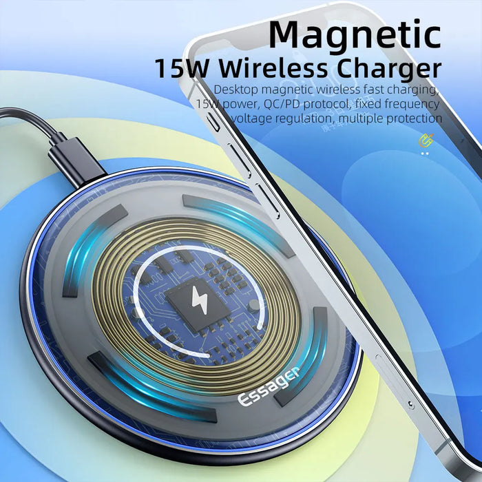 15W Qi Wireless Charging Pad — Fast Charger for iPhone, Samsung & AirPods