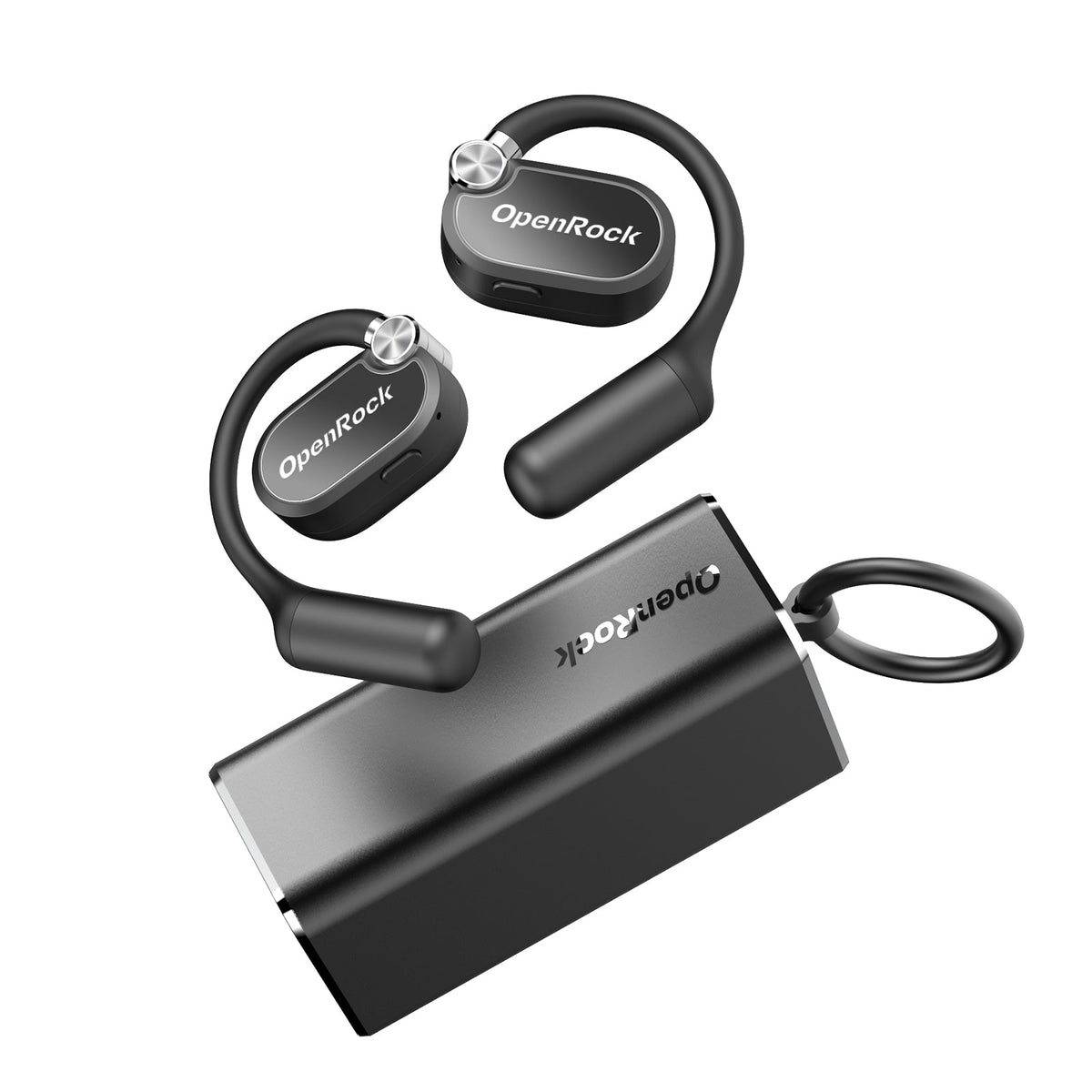OneOdio OpenRock X - Open Ear True Wireless Headphones Sports-øretelefoner, Bluetooth 5.3, stærk bas, 4-Mic ENC, opgraderede justerbare silikone-ørekroge, 48 timers spilletid, Svedbestandig, Smart App, Kompatibel med iPhone og Android