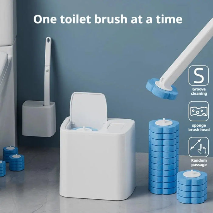 Disposable Toilet Brush Kit — Long Handle & Wall‑Mount Holder