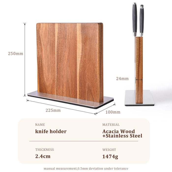 Acacia Wood Magnetic Knife Block – Modern Kitchen Holder with Strong Magnets
