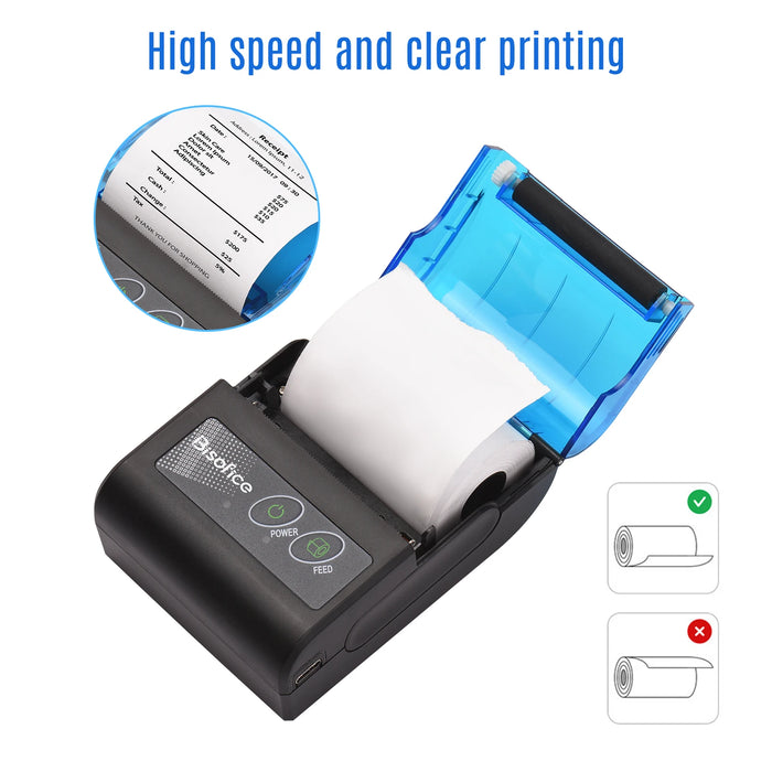 Portable Mini 2-inch Thermal Receipt Printer — Bluetooth & USB, 58mm for Restaurants & Retail