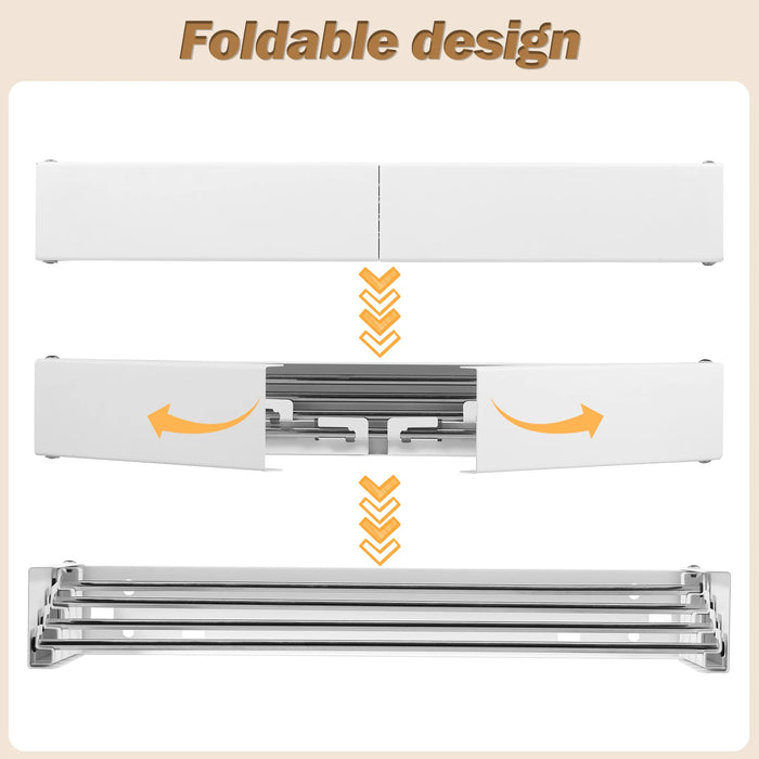 Folding Wall-Mounted Clothes Drying Rack — Stainless Steel Collapsible Hanger for Indoor & Balcony