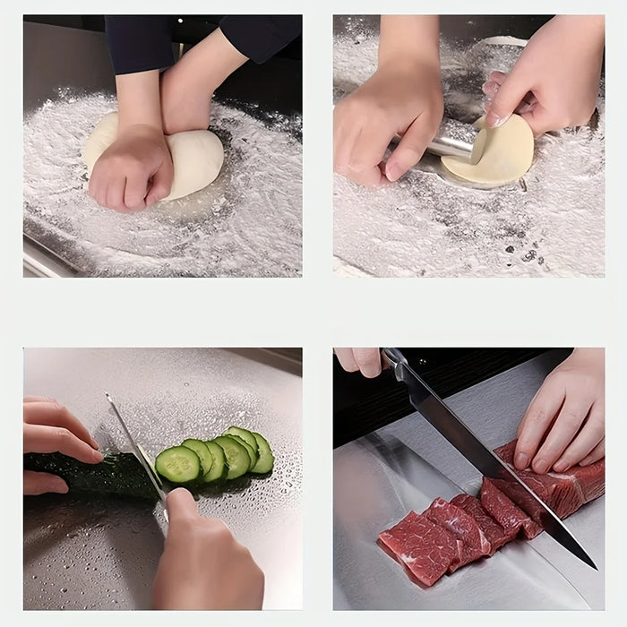 Stainless Steel Cutting Board — Heavy‑Duty Non‑Slip with Safety Lip (50x40cm or 40x30cm)
