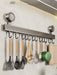 No-Punching Kitchen Rail with Hooks — Space Aluminium, Electroplated (30/40/50cm)