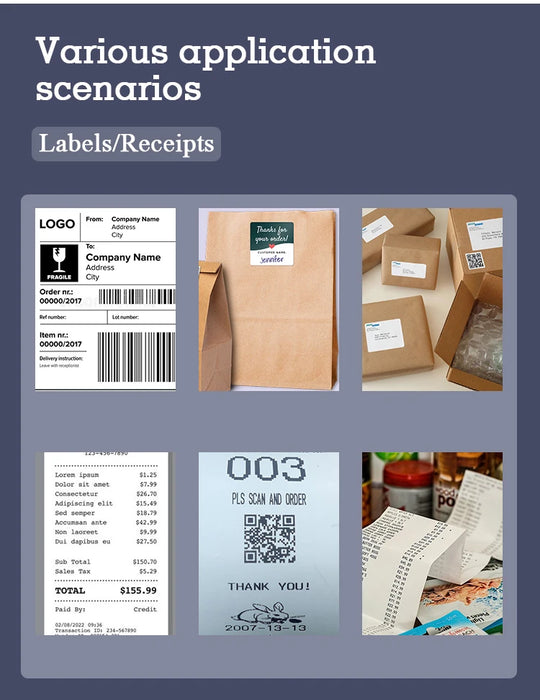 Portable 80mm Thermal Label & Receipt Printer — USB, Wi‑Fi & Bluetooth (iOS/Android/Windows)