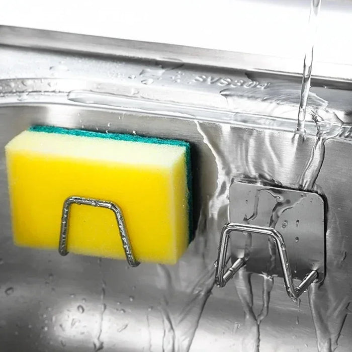 304 Stainless Steel Self‑Adhesive Sponge Holder – Sink Draining Rack