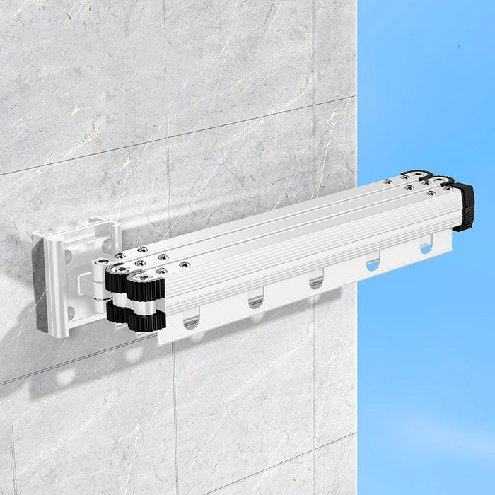Foldaway Wall-mounted Clothes Dryer — White Aluminium Alloy, Retractable