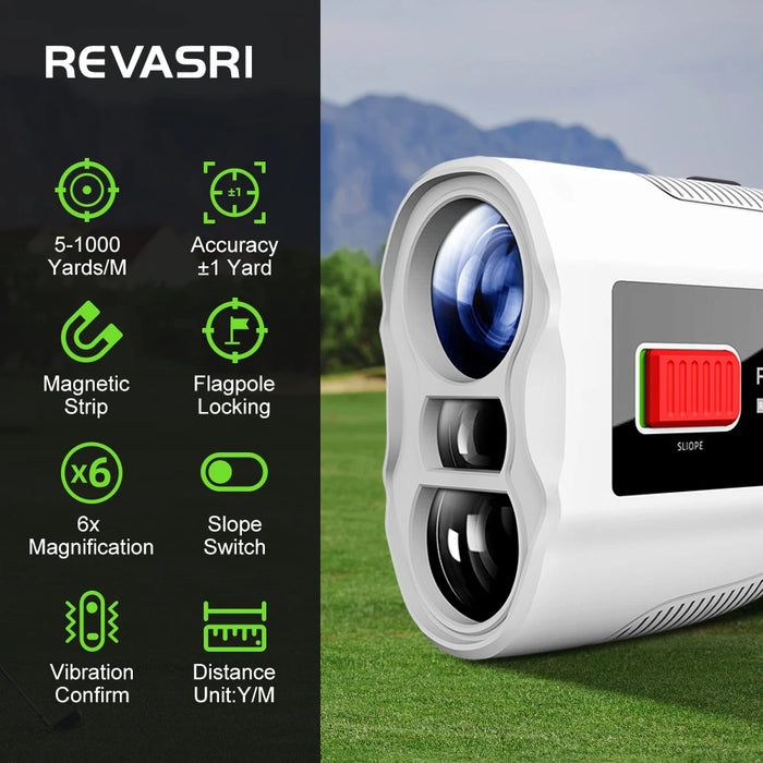 Golf Laser Rangefinder with Slope Compensation, Flag Lock & Vibration — 6x Magnification (650 / 1090 yd)