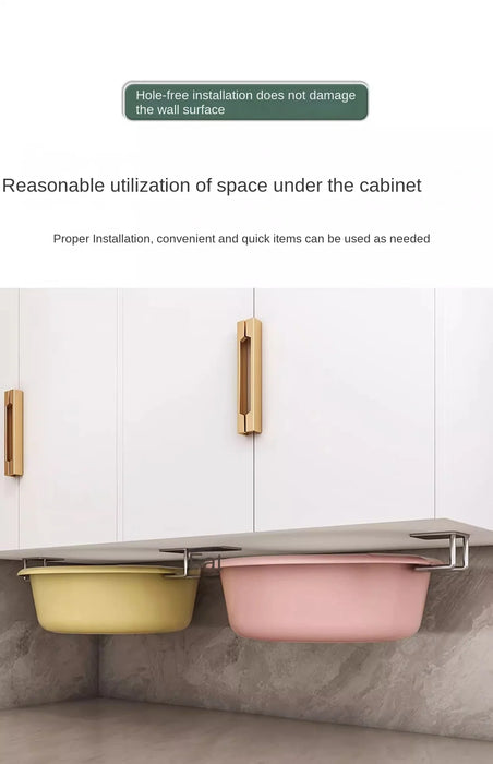 Stainless Steel Non-Perforated Kitchen Rack — Wall-Mounted Pot Lid & Cutting Board Holder