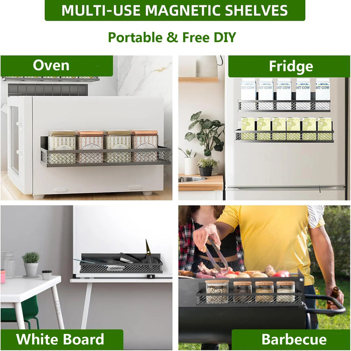 Metal Magnetic Spice Shelf — Fridge & Oven Organiser, DIY Kitchen Rack