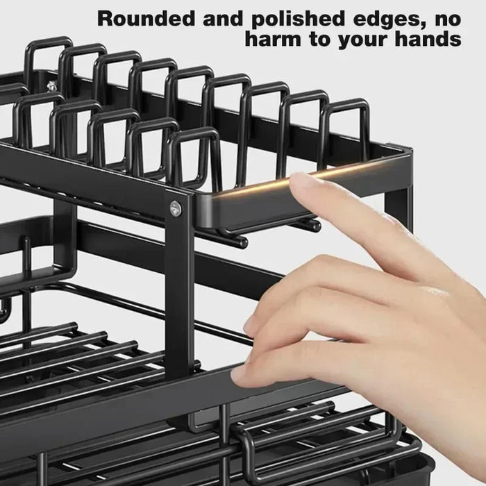 Adjustable Double-Layer Dish & Bowl Drainer – Space-saving Kitchen Rack