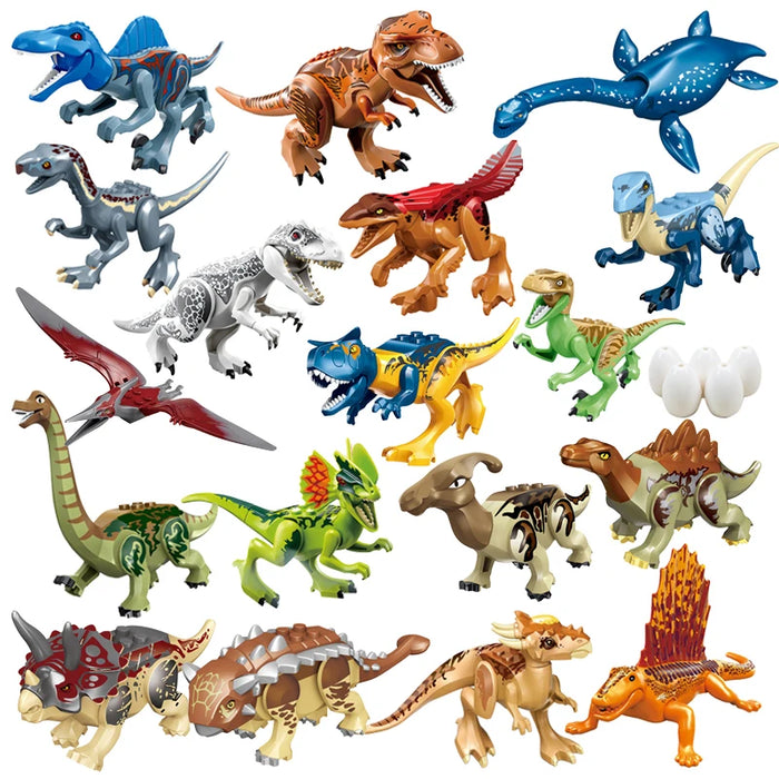 Jurassic Dinosaur Building Set — Triceratops, Velociraptor, T‑Rex, Indominus (Age 6+)