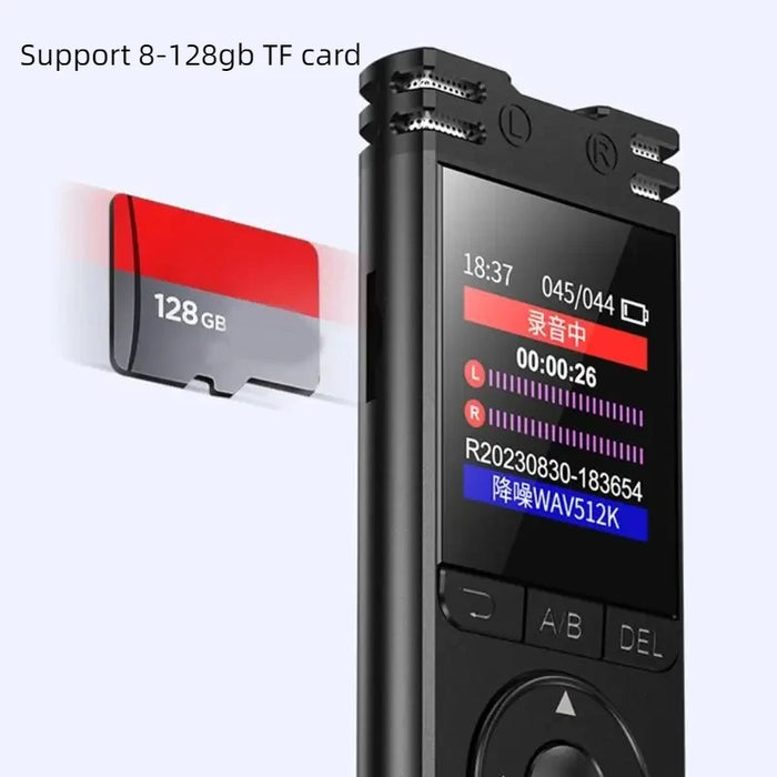 Pen Voice Recorder — 1.44in Colour Screen, Dual Mic, 500mAh, Up to 128GB
