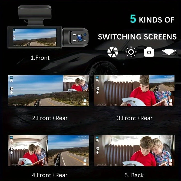 Dual-Lens Car DVR Dash Cam 1080P FHD — Front and Interior Recorder
