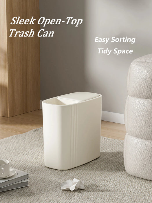 Large-capacity Oval Rubbish Bin with Press Lid — Odour-sealing PP Bin for Home