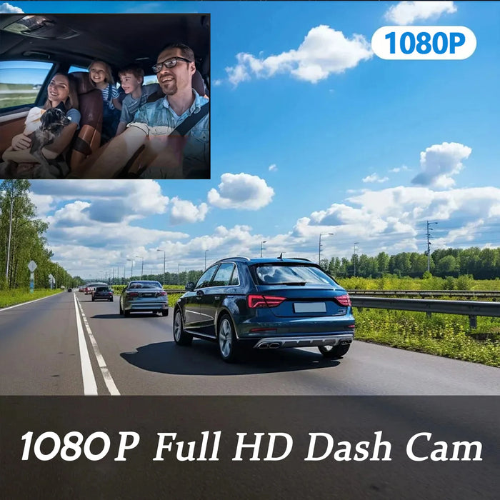 Dual-Lens Car DVR Dash Cam 1080P FHD — Front and Interior Recorder