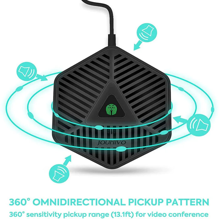 USB Conference Speakerphone — 360° Omnidirectional Condenser Mic with Mute & Volume