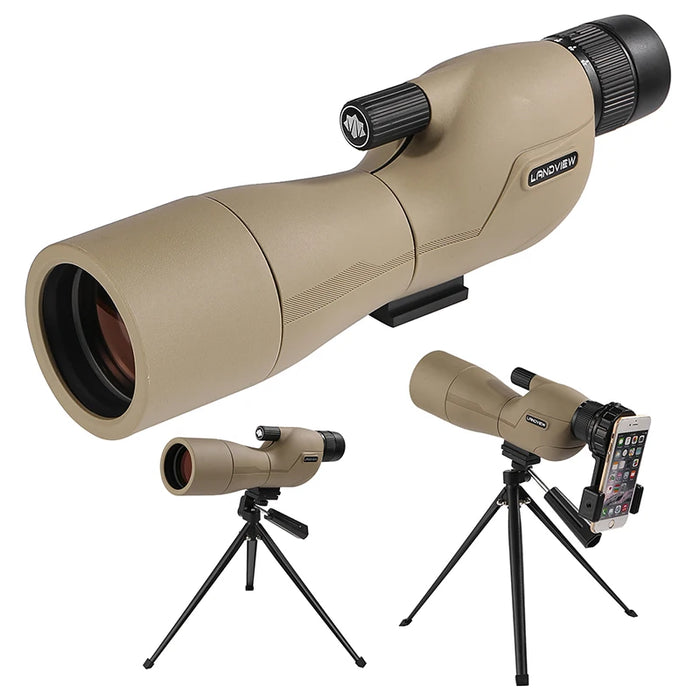 25–75x60 Spotting Scope — FMC BAK4 Optics, IPX6 Waterproof, Tripod & Phone Adapter