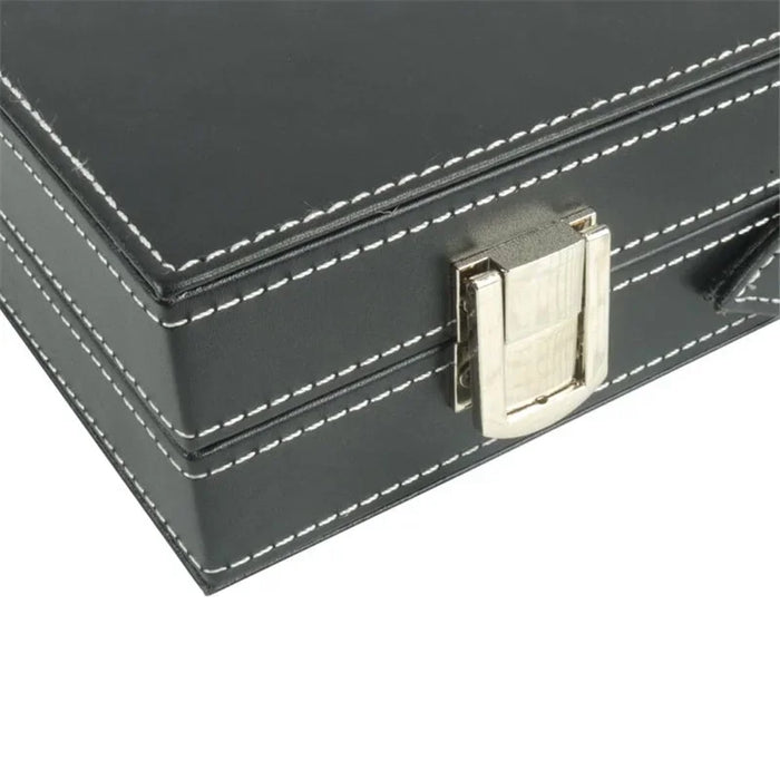 Backgammon & Chess Folding Set in Stitched Black Leatherette Case