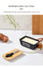 Ceramic Butter & Cheese Storage Box with Bamboo Lid and Knife — 14.8×8.5×6cm