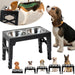 Adjustable Raised Dog Feeding Station with Two Stainless Steel Bowls - Black