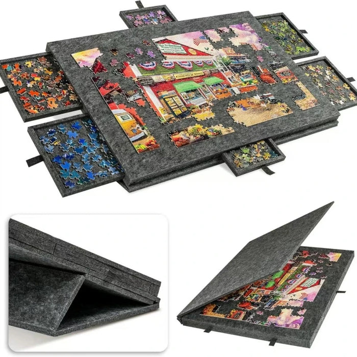 Portable Felt Puzzle Board Set — Foldable with Bracket Cover, Home & Office Organiser