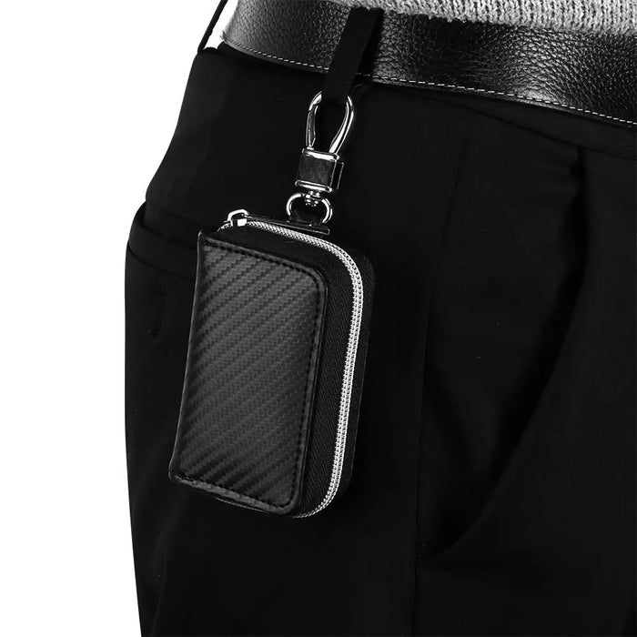 Portable RFID-Blocking Key Pouch — Zipped Faraday Case for Car Keys