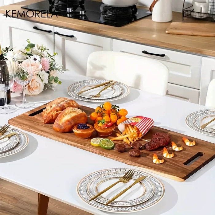 Extra‑Long Wooden Serving & Chopping Board with Handle for Cheese and Charcuterie