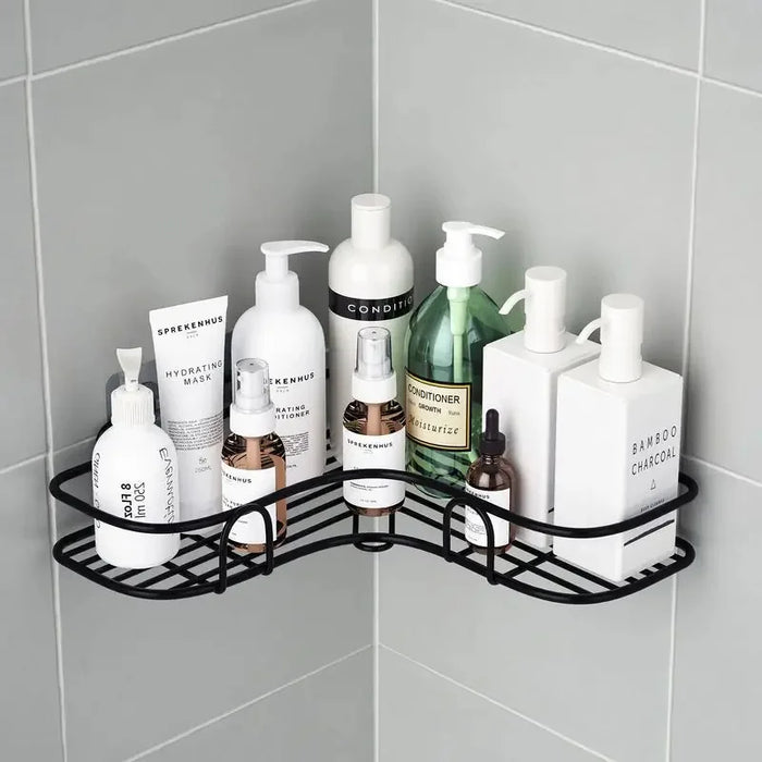 1pc Stainless Steel Corner Shower Caddy — No‑drill Wall‑Mounted Bathroom Organiser