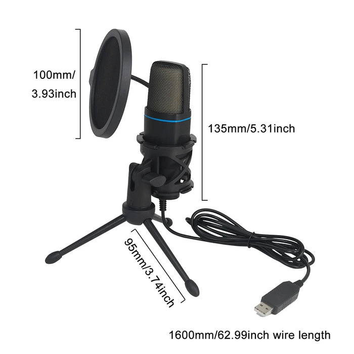 USB RGB Condenser Microphone — Wired Gaming & Streaming Mic for PC/Laptop