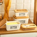 Ceramic Butter Dish with Bamboo Lid & Knife — Square Sealed Butter Box (350/500/650ml)