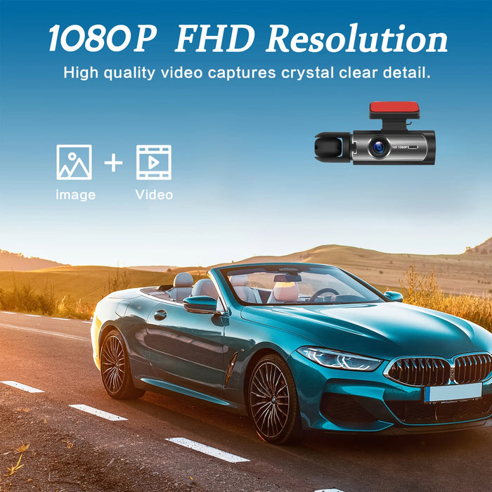 Dual-Lens Car DVR Dash Cam 1080P FHD — Front and Interior Recorder