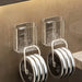 2 Sets Wall-Mounted Toothbrush Holders with Mouthwash Cups — Plastic Bathroom Storage