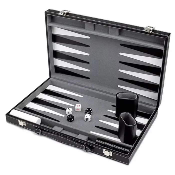 Classic Backgammon Set with PU Leather Folding Case – Portable Travel Game
