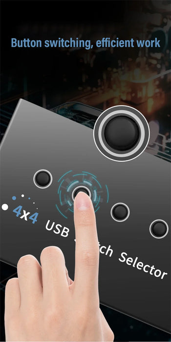 4 In 4 Out KVM USB3.0 Switch Shared Controller Hub Adapter USB2.0 Printer Splitter Switcher for PC Laptop Keyboard Mouse Monitor