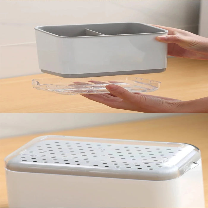 Double-Layer Cutlery Drainer with Detachable Chopstick Cage & Spoon Organiser