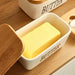 Ceramic Butter Dish with Bamboo Lid & Knife — Square Sealed Butter Box (350/500/650ml)
