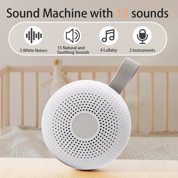 Portable White Noise Machine for Babies — 15 Soothing Sounds & Smart Night Light, USB Rechargeable