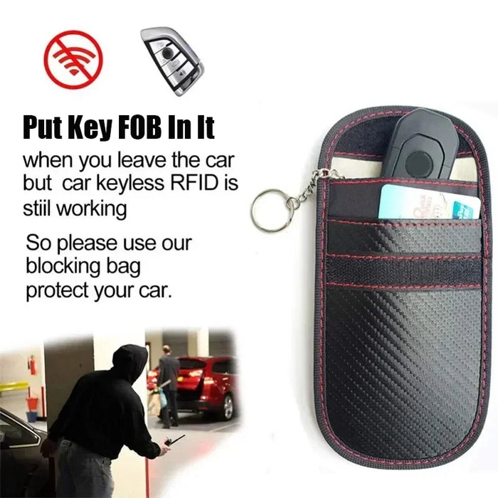 Faraday Pouch for Key Fob – Carbon Fibre Signal‑Blocking Anti‑Theft Protector