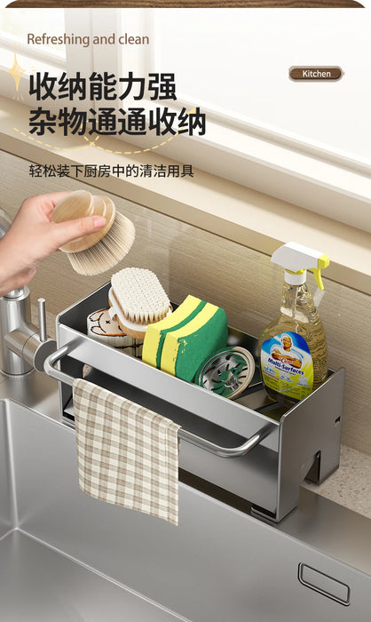 Kitchen Sink Stand & Sponge Holder – Metal Dish Drainer Organiser (Grey/White/Black)