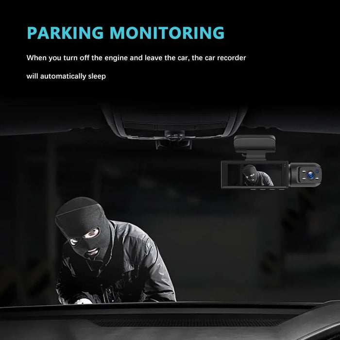 Dual-Lens Car DVR Dash Cam 1080P FHD — Front and Interior Recorder