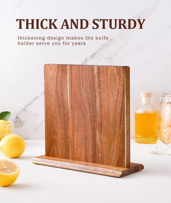 Acacia Wood Magnetic Knife Block – Kitchen Knife Holder with Strong Magnets