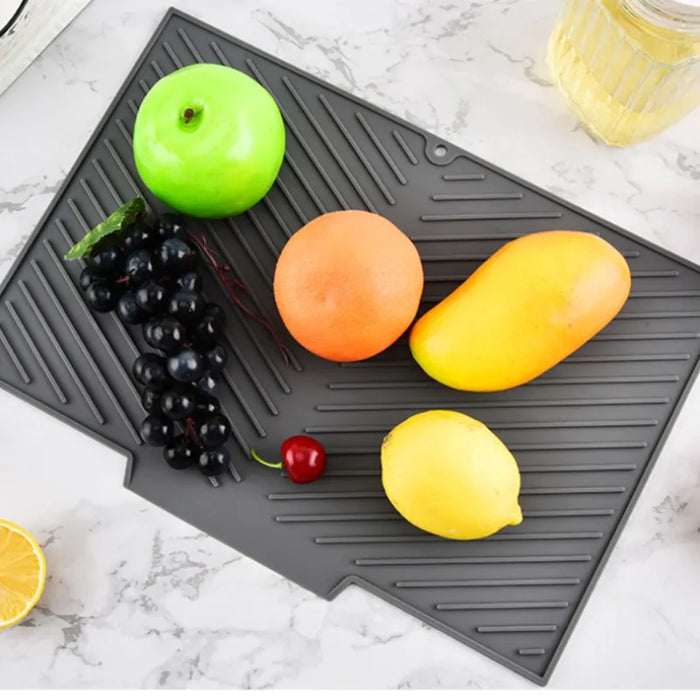 Silicone Drying Mat & Anti-Scald Coaster — Non-Slip Rectangle Dish Drainer