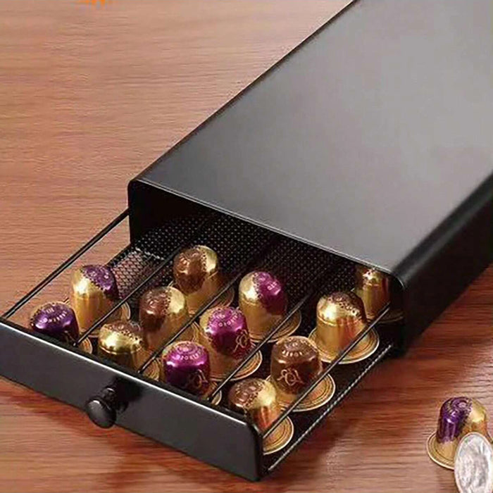 40‑Pod Nespresso Drawer Organiser – Coffee Capsule Storage Rack (Black)
