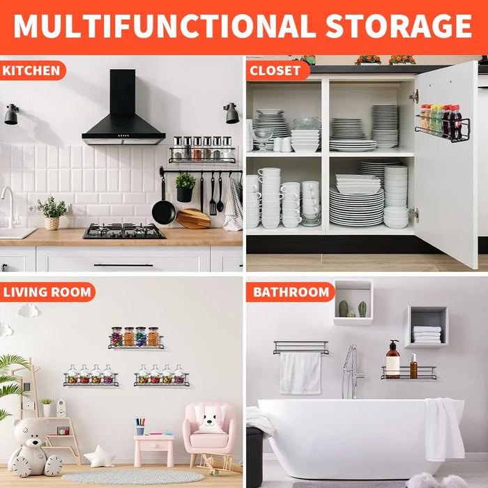 2 or 4‑Pack Spice Jar Rack – Kitchen Cupboard Door & Wall Organiser