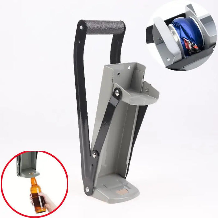 Heavy-Duty Metal Can Crusher for 12oz & 16oz Cans with Bottle Opener