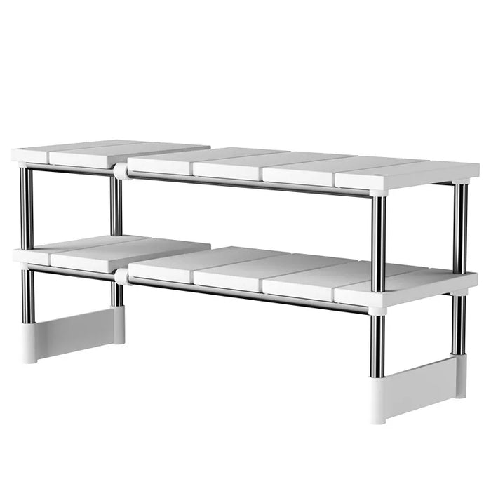 Retractable Under-Sink 2-Layer Cabinet Shelf — Multipurpose Kitchen & Bathroom Organiser