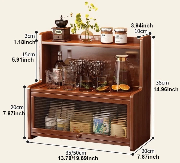 Bamboo 3-Tier Cup & Glass Organiser Shelf – Countertop Storage for Mugs & Small Spaces